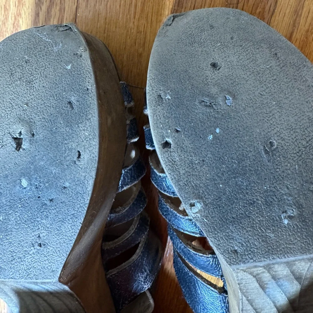 BED|STU Fontella Distressed Black and Brown Platform Sandals 7.5 - Picture 10 of 10